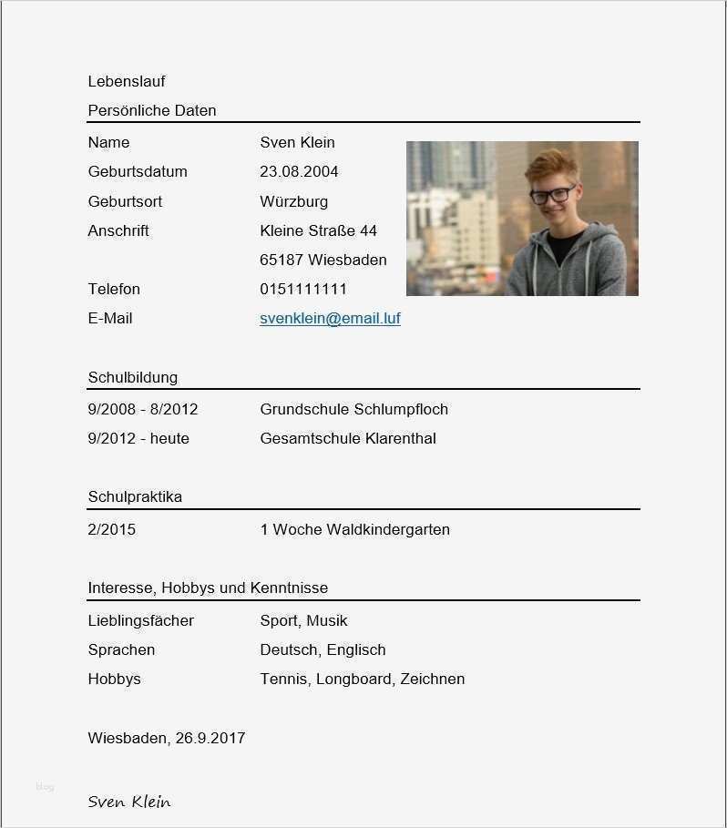 Lebenslauf Für Praktikum Schüler Vorlage Fabelhaft Lebenslauf Für Das Schülerpraktikum Muster Für Korrekten