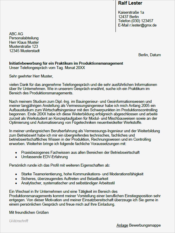 Lebenslauf Ingenieur Vorlage Luxus Bewerbung Diplom Ingenieur Praktikum sofort Download