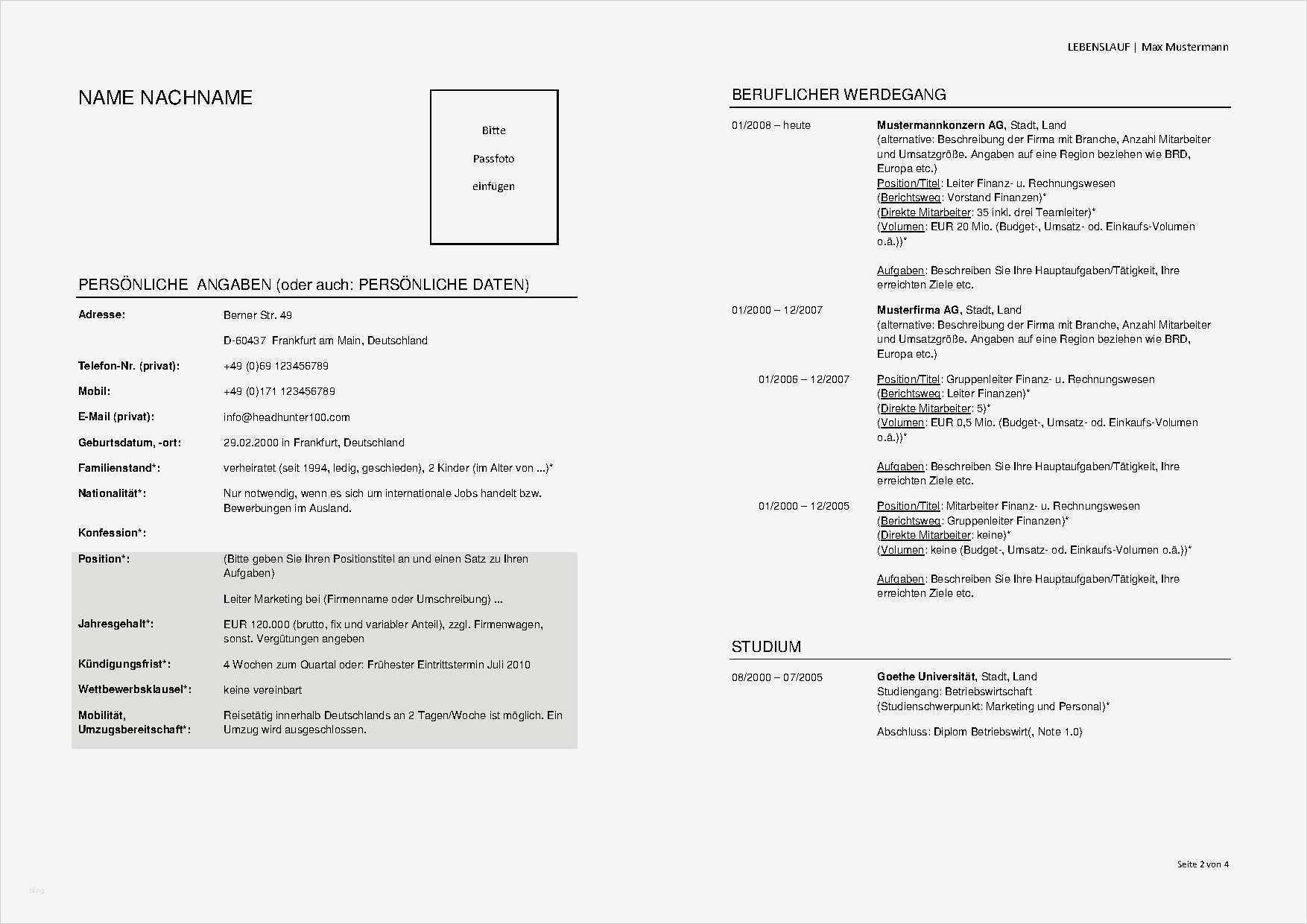 Lebenslauf Kurz Vorlage Fabelhaft Lebenslauf Vorlagen Headhunter100