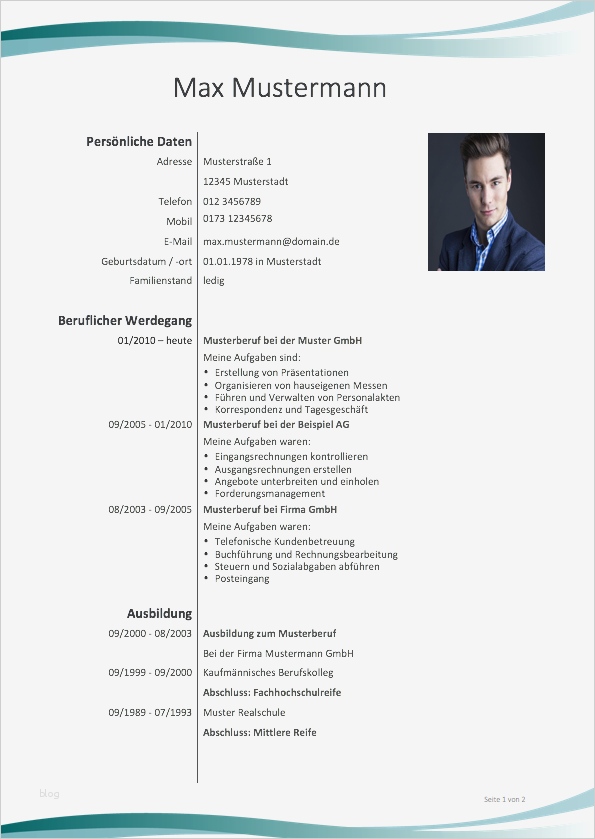 Lebenslauf Schreiben Vorlage Genial Lebenslauf Muster Meinebewerbung