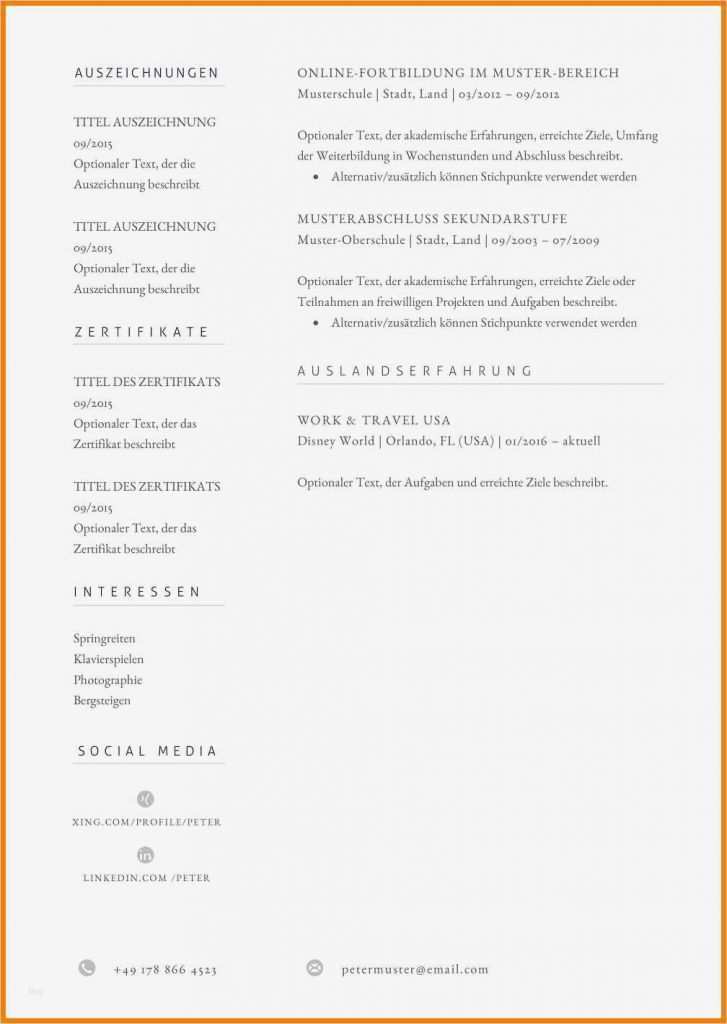 Lebenslauf Vorlage 2016 Cool 14 Lebenslauf Muster 2016