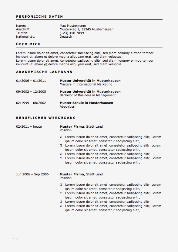 Lebenslauf Vorlage 2017 Fabelhaft Lebenslauf Muster Für Bewerbung 2017 Meinebewerbung