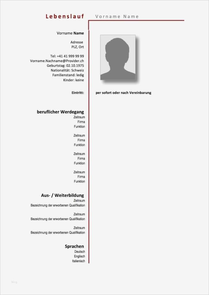 Lebenslauf Vorlage 2017 Word Fabelhaft Lebenslauf Vorlage Schweiz