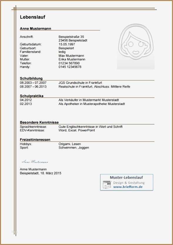 Lebenslauf Vorlage Ausbildung Bewundernswert 19 Lebenslauf Ausbildung Muster Vorlagen123 Vorlagen123