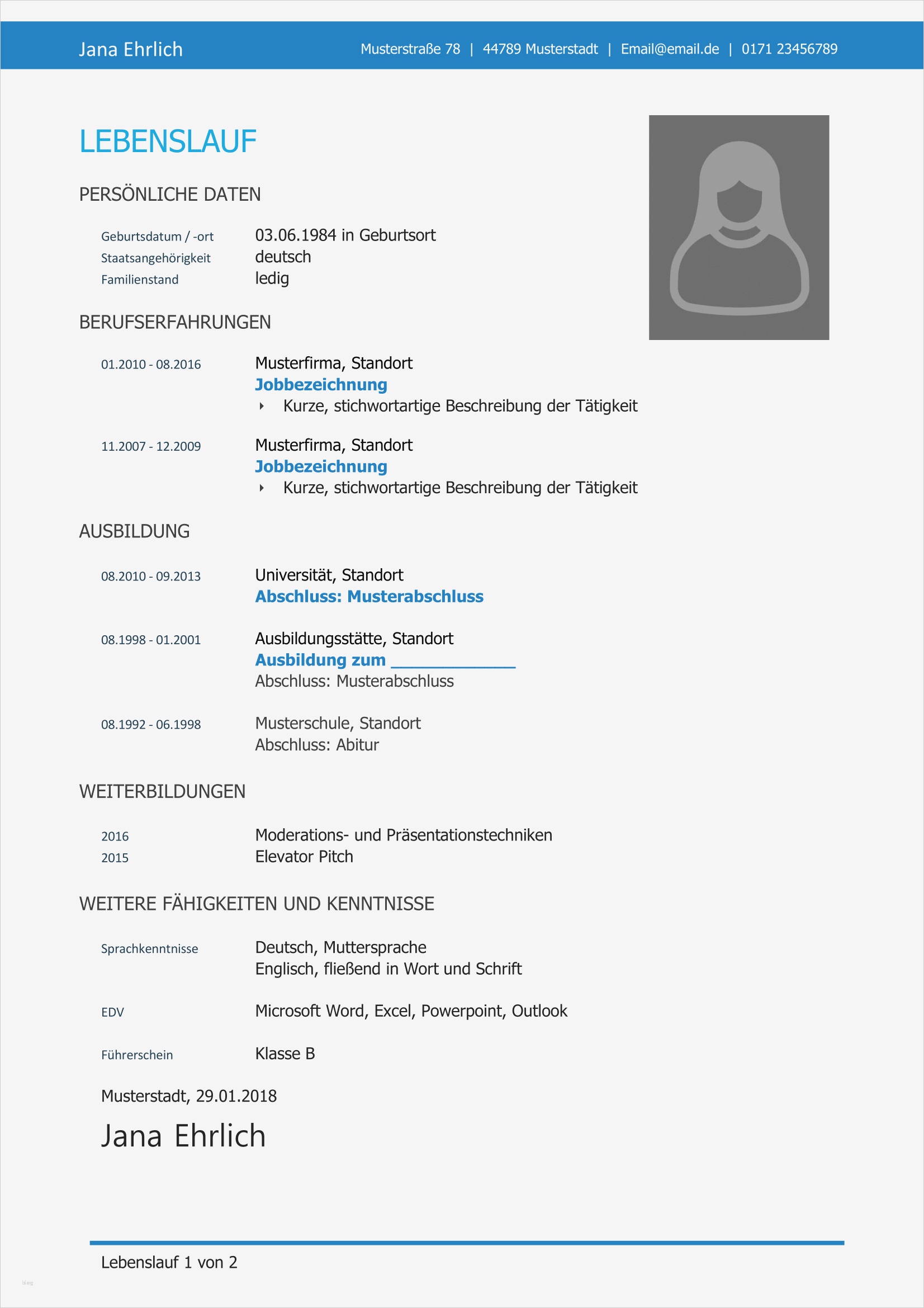 Lebenslauf Vorlage Ausbildung Einzigartig Lebenslauf Vorlage 2018 Kostenloser Download