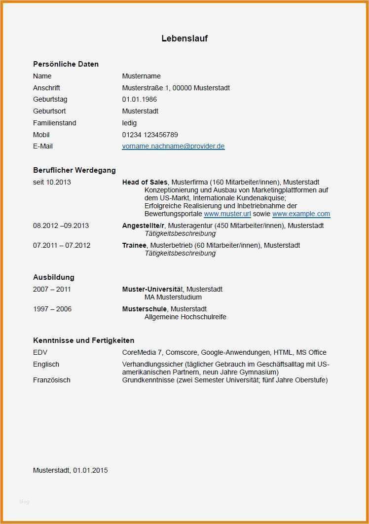 Lebenslauf Vorlage Duales Studium Neu 5 Lebenslauf Duales Studium