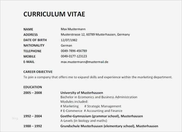 Lebenslauf Vorlage Englisch Wunderbar Lebenslauf Auf Englisch Inkl Muster