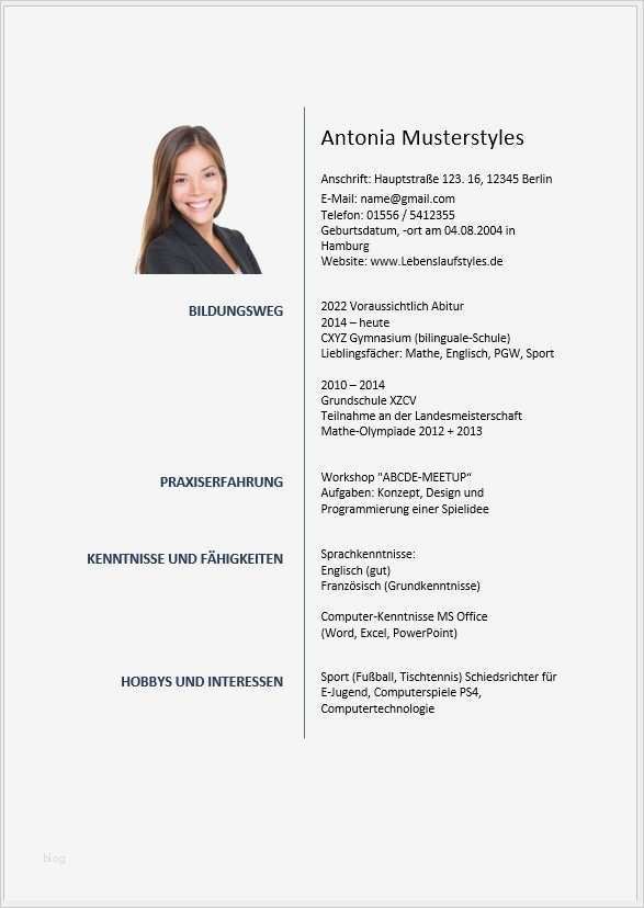 Lebenslauf Vorlage Für Schüler Wunderbar Bewerbung Schülerpraktikum Tabellarischer Lebenslauf
