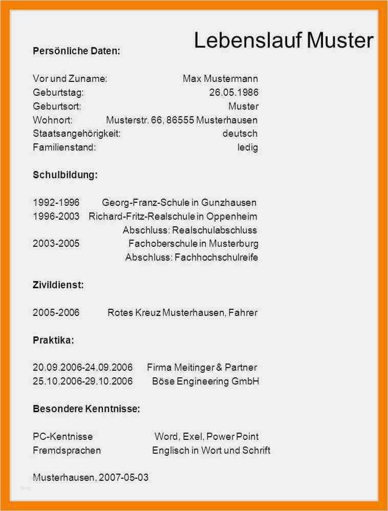 Lebenslauf Vorlage Hausfrau Beste 7 Lebenslauf Max Mustermann