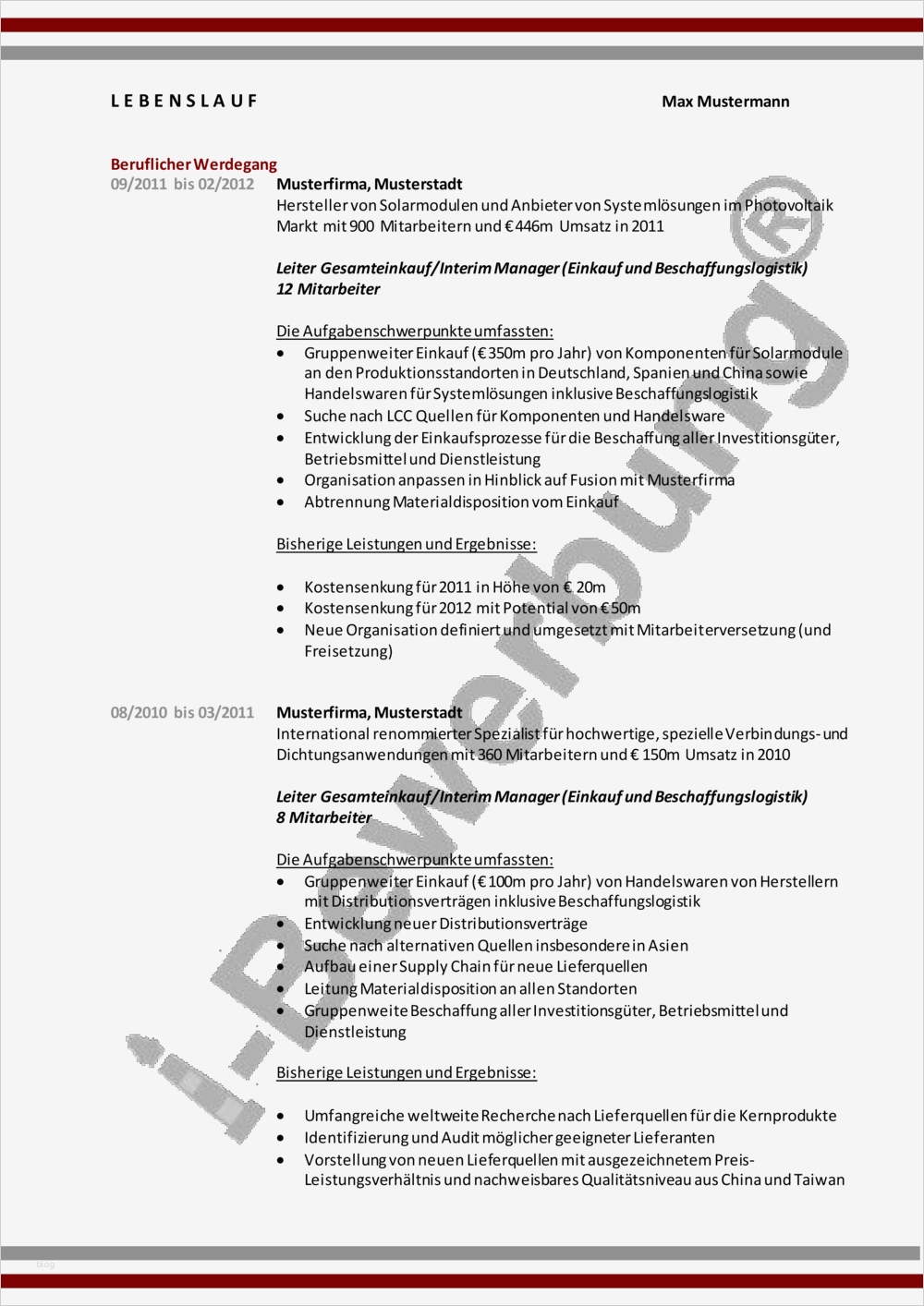 51 Gut Lebenslauf Vorlage Manager Bilder 2 Muster für Einleitung zur Initativbewerbung