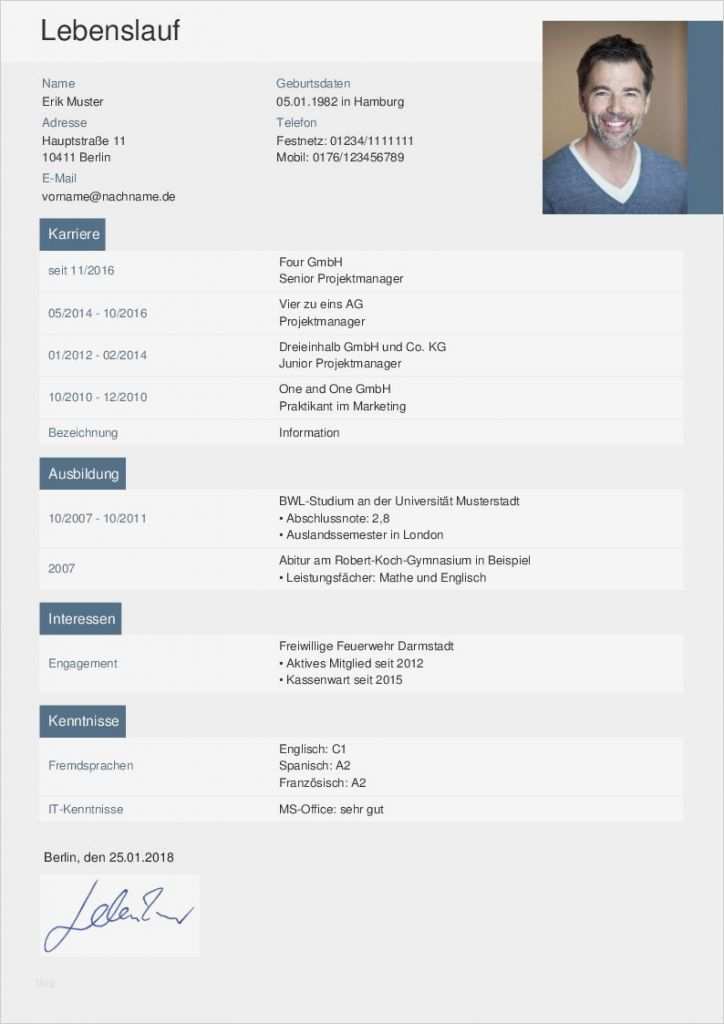 Lebenslauf Vorlage Mit Foto Schönste Lebenslauf Vorlagen &amp; Muster Kostenloser Download Als Pdf