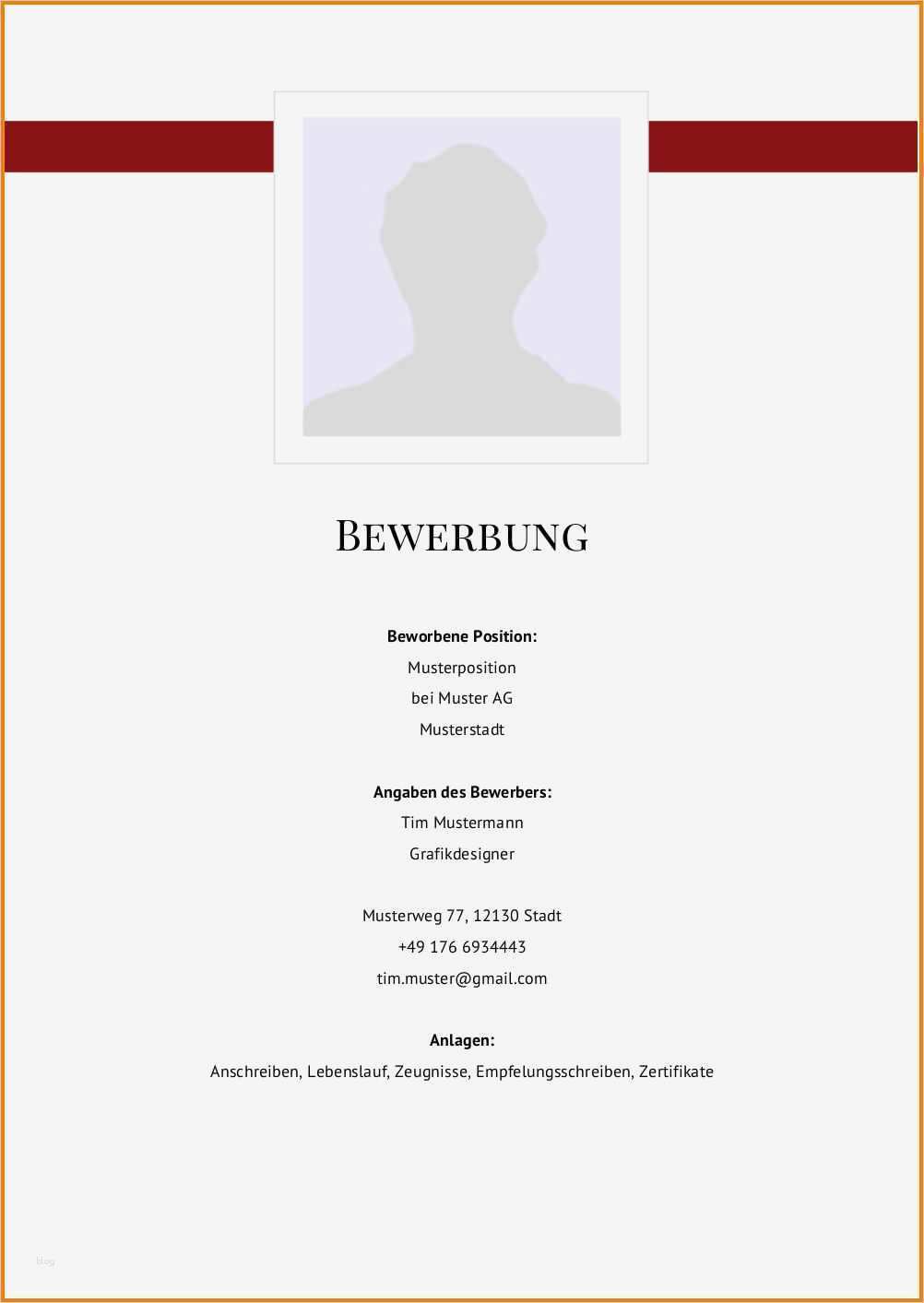 Lebenslauf Vorlage Ohne Foto Schön 8 Deckblatt Bewerbung Ohne Foto