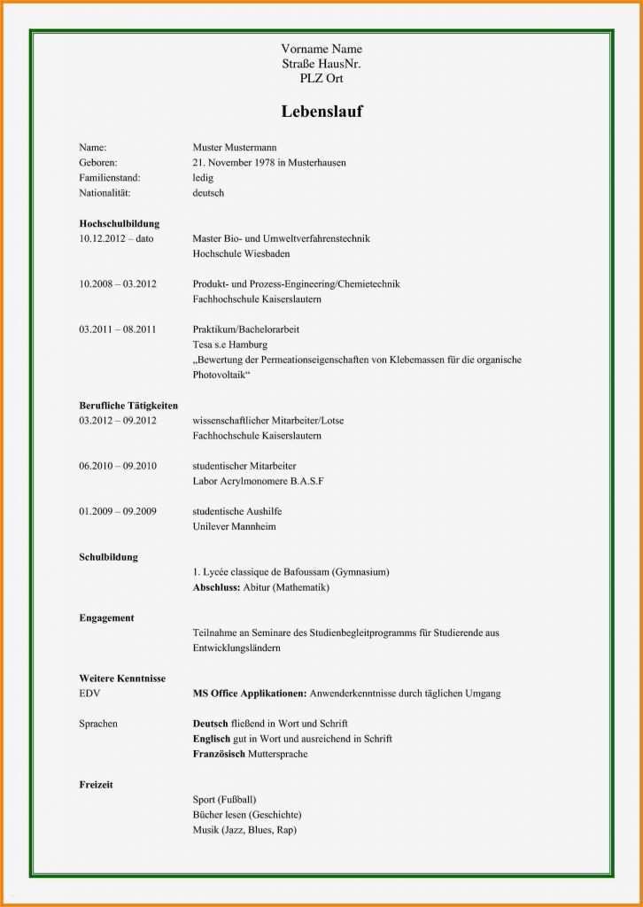 49 Wunderbar Lebenslauf Vorlage Pdf Abbildung 1 Lebenslauf Vorlage Pdf Genial 8 Muster Lebenslauf Pdf