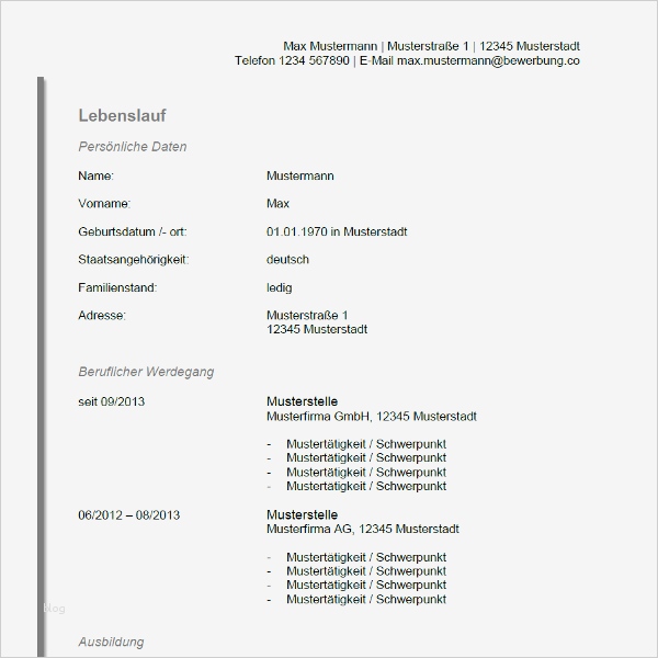 49 Wunderbar Lebenslauf Vorlage Pdf Abbildung 2 Bewerbung Beispiel Vorlage Bewerbung