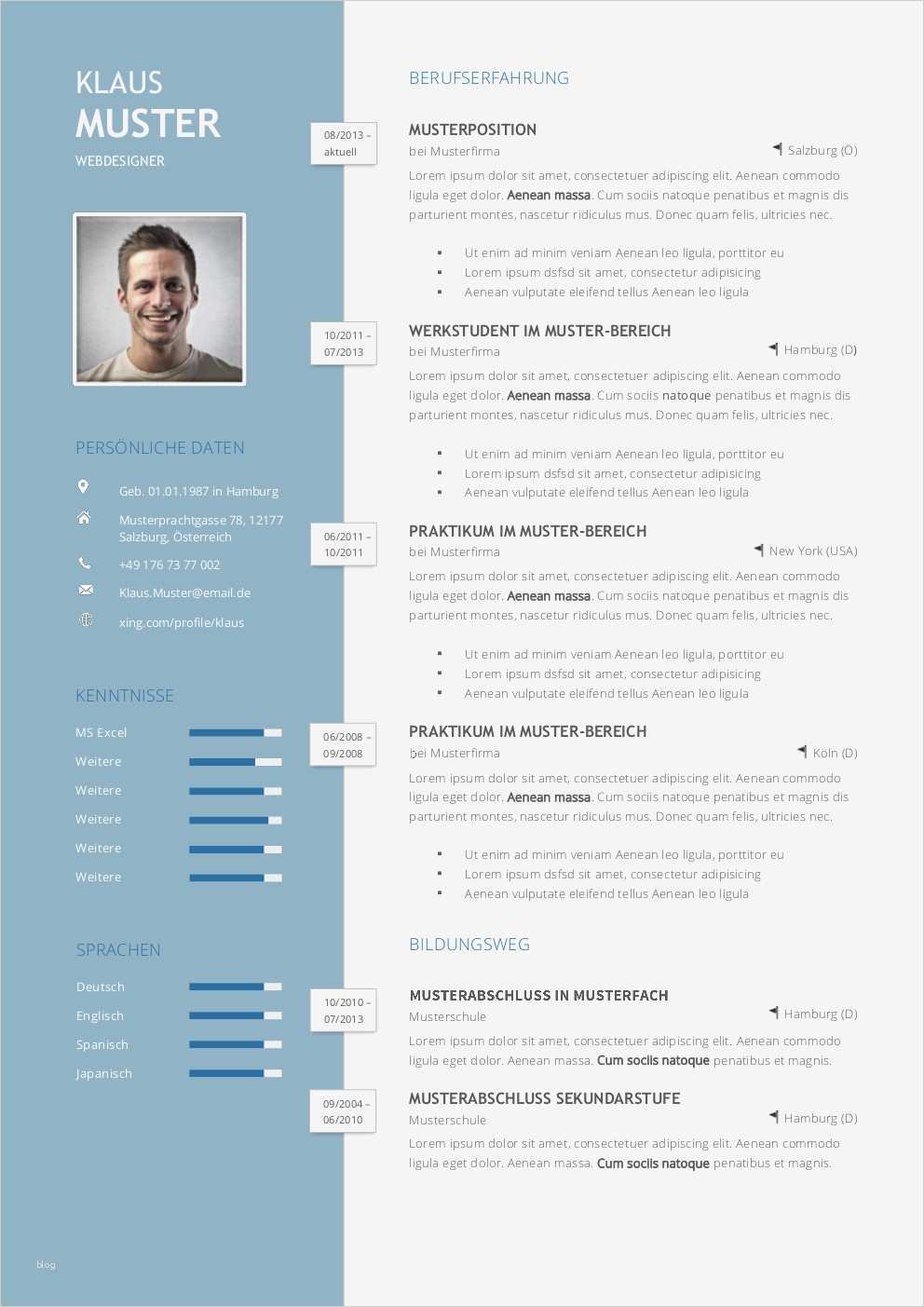 Lebenslauf Vorlage Xing Hübsch Premium Bewerbungsmuster 1