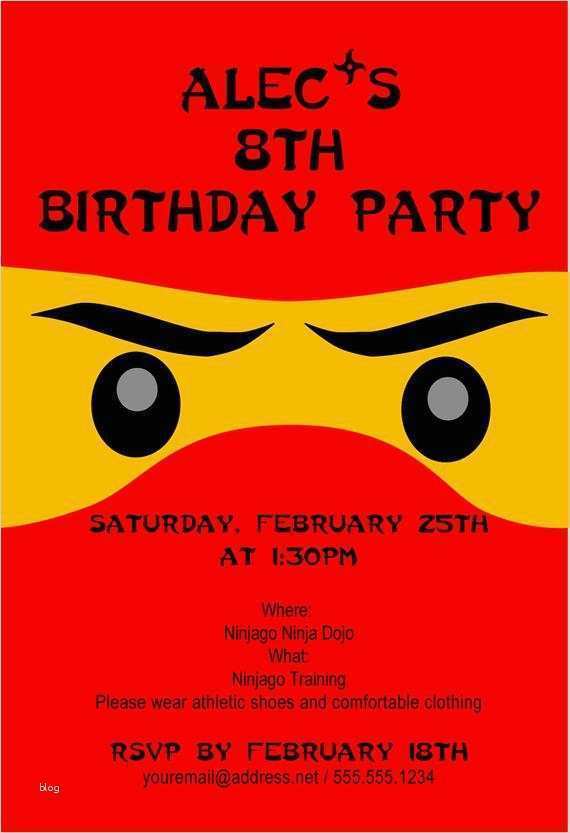 Lego Einladungskarten Vorlage Großartig Ninjago Geburtstag Einladung Personalisierte Einladung