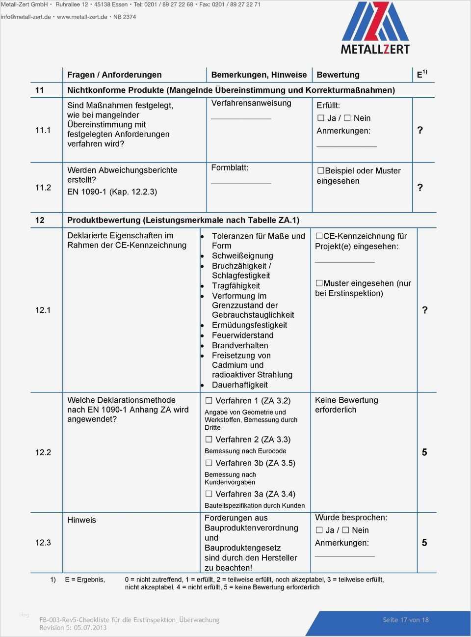 Leistungserklärung En 1090 Vorlage Angenehm Checkliste FÜr Die Erstinspektion Überwachung Der