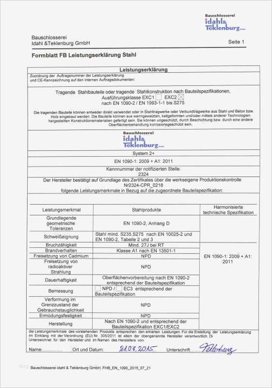 Leistungserklärung En 1090 Vorlage Schön Bauschlosserei Idahl & Teklenburg Gmbh Download