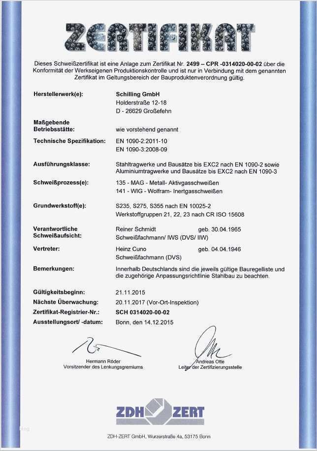 Leistungserklärung En 1090 Vorlage Schön Ce Kennzeichen Din En 1090 – Schilling Gmbh