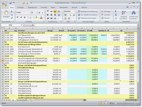Leistungsverzeichnis Vorlage Excel Angenehm Kalkulationsvorlage