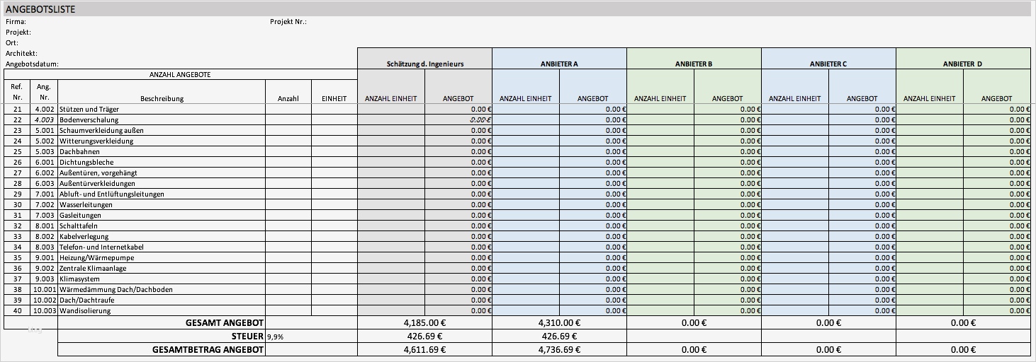 Leistungsverzeichnis Vorlage Excel Best Of Kostenlose Excel Vorlagen Für Bauprojektmanagement