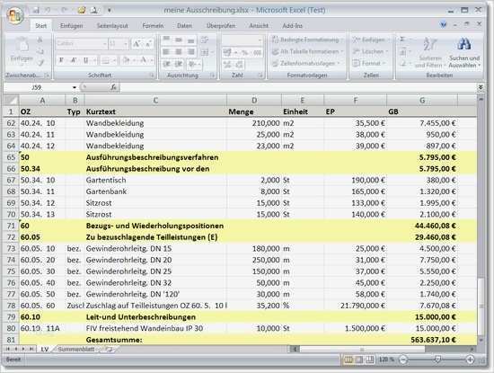 Leistungsverzeichnis Vorlage Excel Schönste Excel Ausgabe Lv