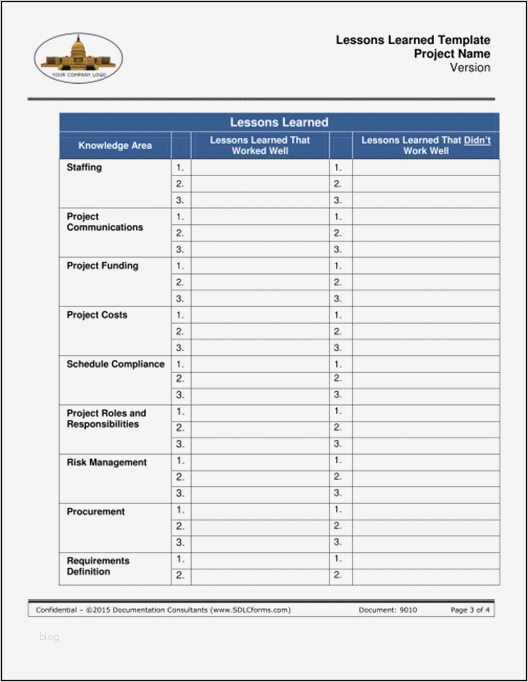 Lessons Learned Vorlage Angenehm Sdlcforms Lessons Learned Template