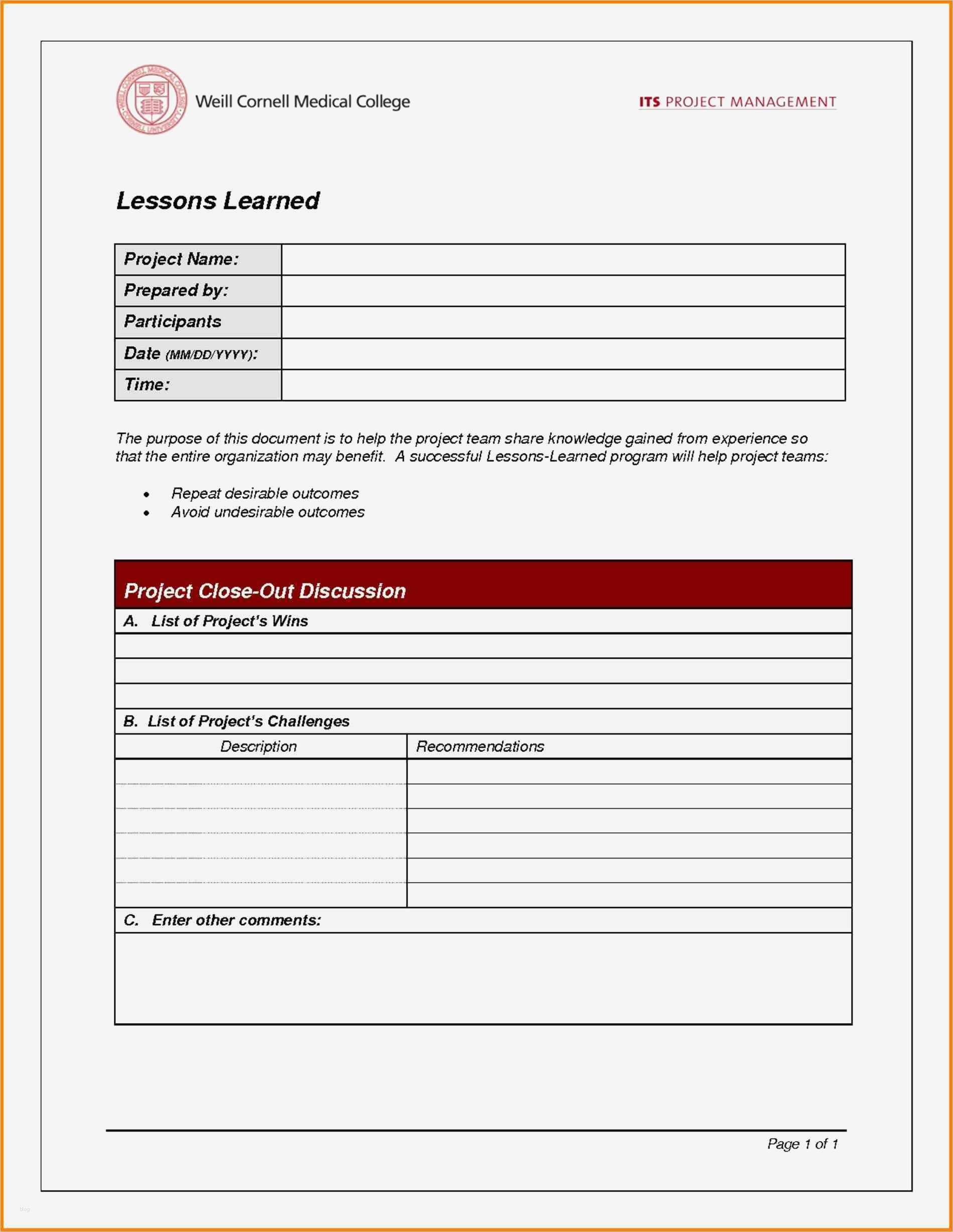 Lessons Learned Vorlage Erstaunlich Charmant Lessons Learned Vorlage Ideen Beispiel