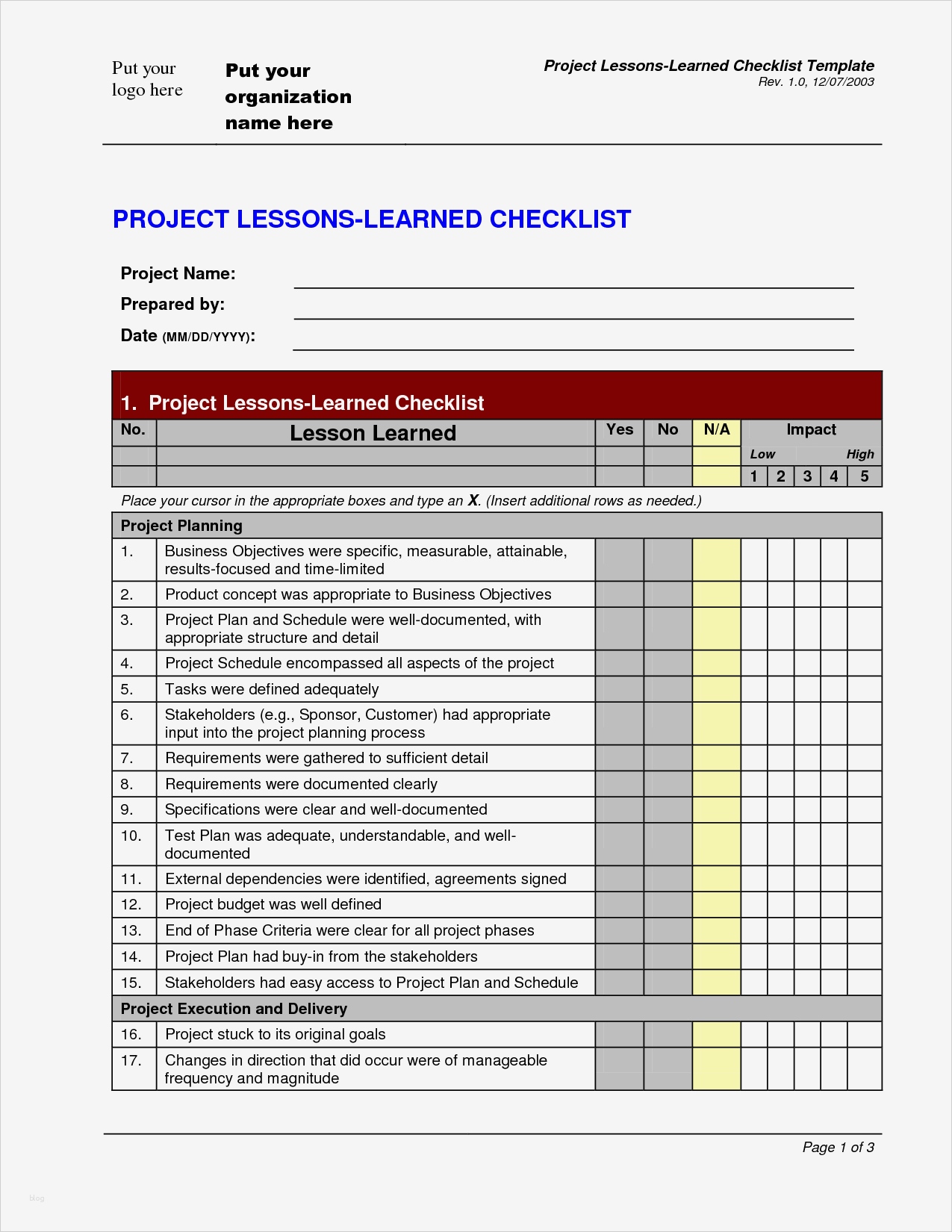Lessons Learned Vorlage Fabelhaft Lessons Learned Template