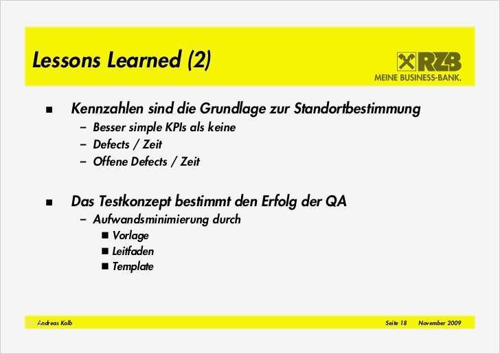 Lessons Learned Vorlage Wunderbar Testen Eines Datawarehouse Am Beispiel Raiffeisen