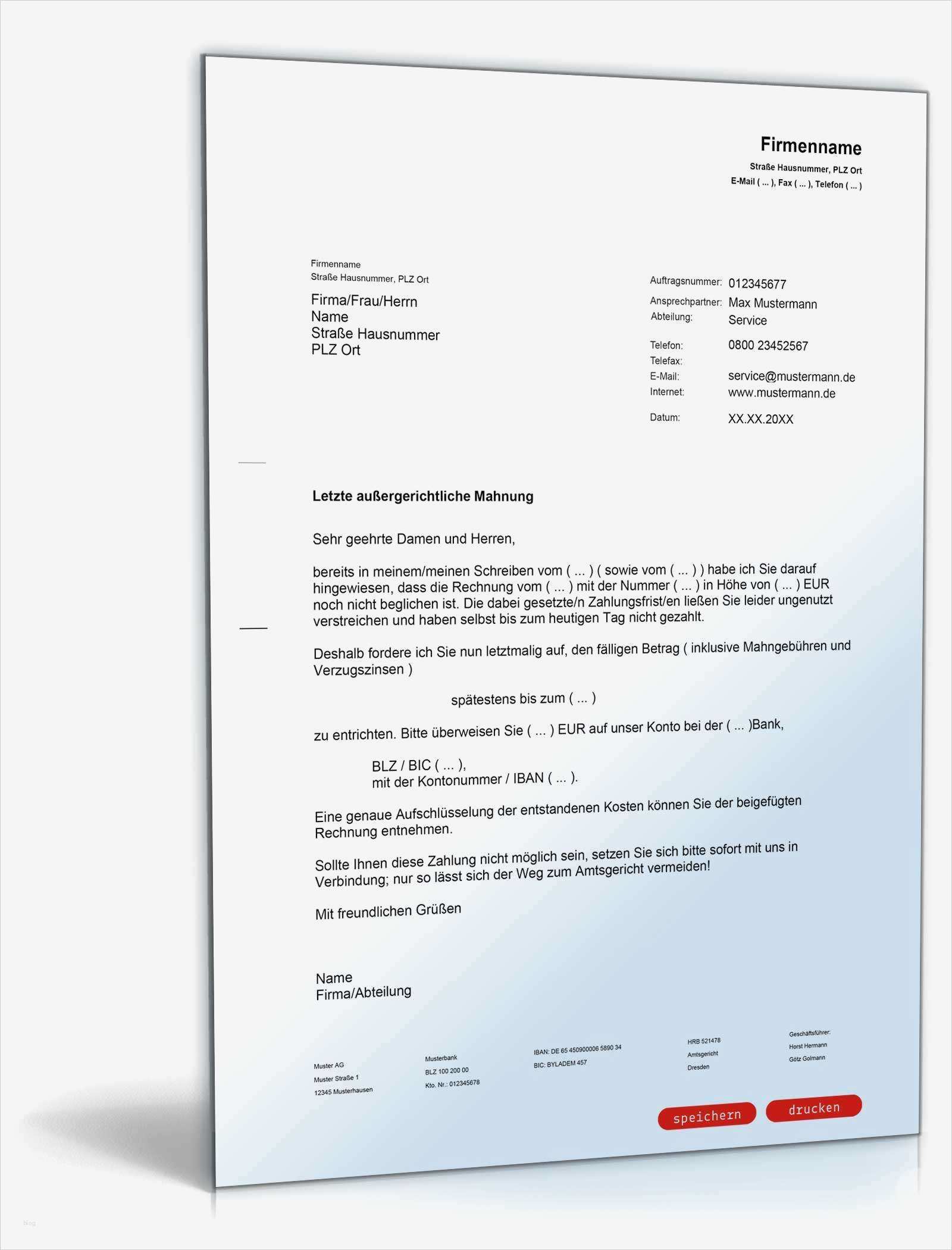 Letzte Mahnung Vorlage Einzigartig Letzte Mahnung