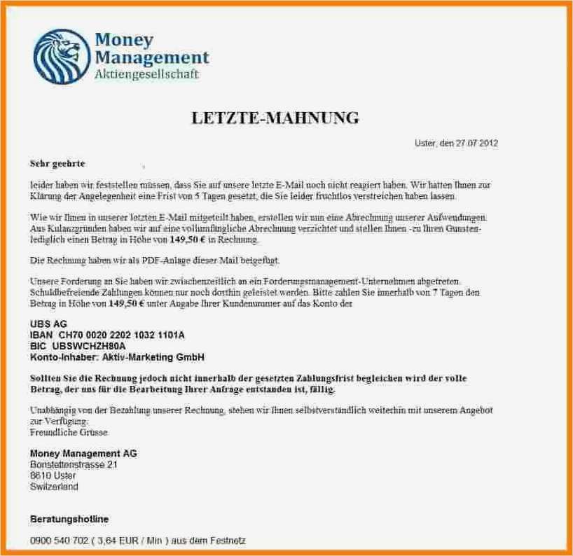Letzte Mahnung Vorlage Erstaunlich 7 Mahnungen Vorlage