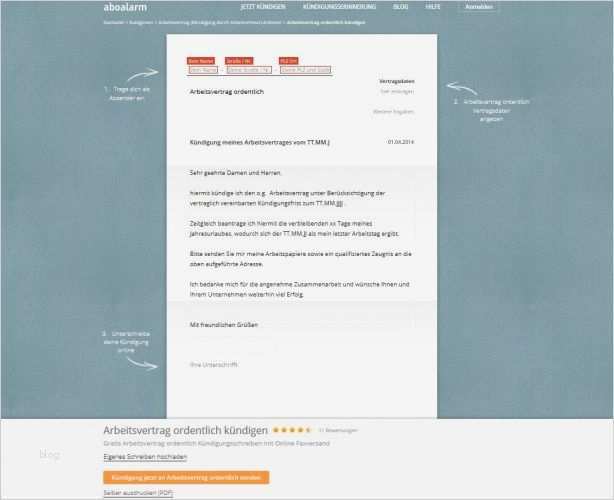 Arbeitsvertrag kündigen Vorlage Download