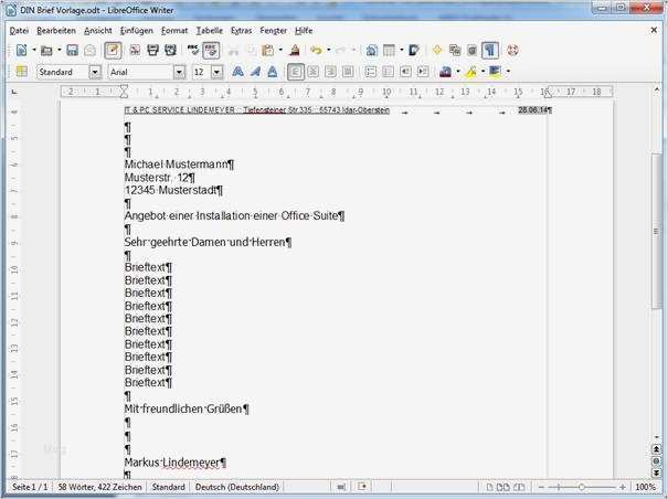 Libreoffice Vorlagen Inspiration Din Brief Vorlage In Libre Fice Writer