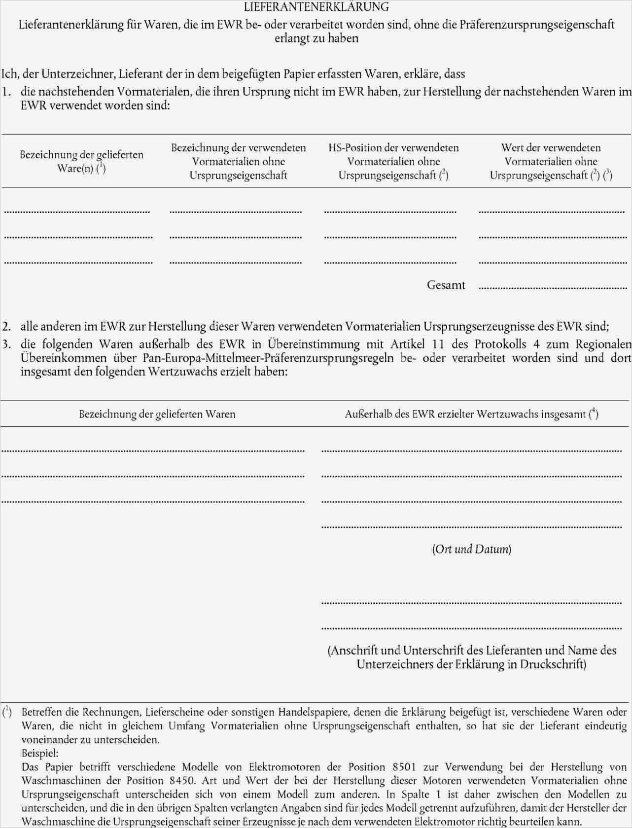 Lieferantenerklärung Vorlage Inspiration Anhang 1 D0285