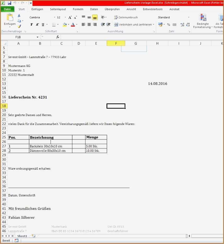 Lieferschein Vorlage Excel Wunderbar 15 Lieferschein Vorlage Word Kostenlos Vorlagen123