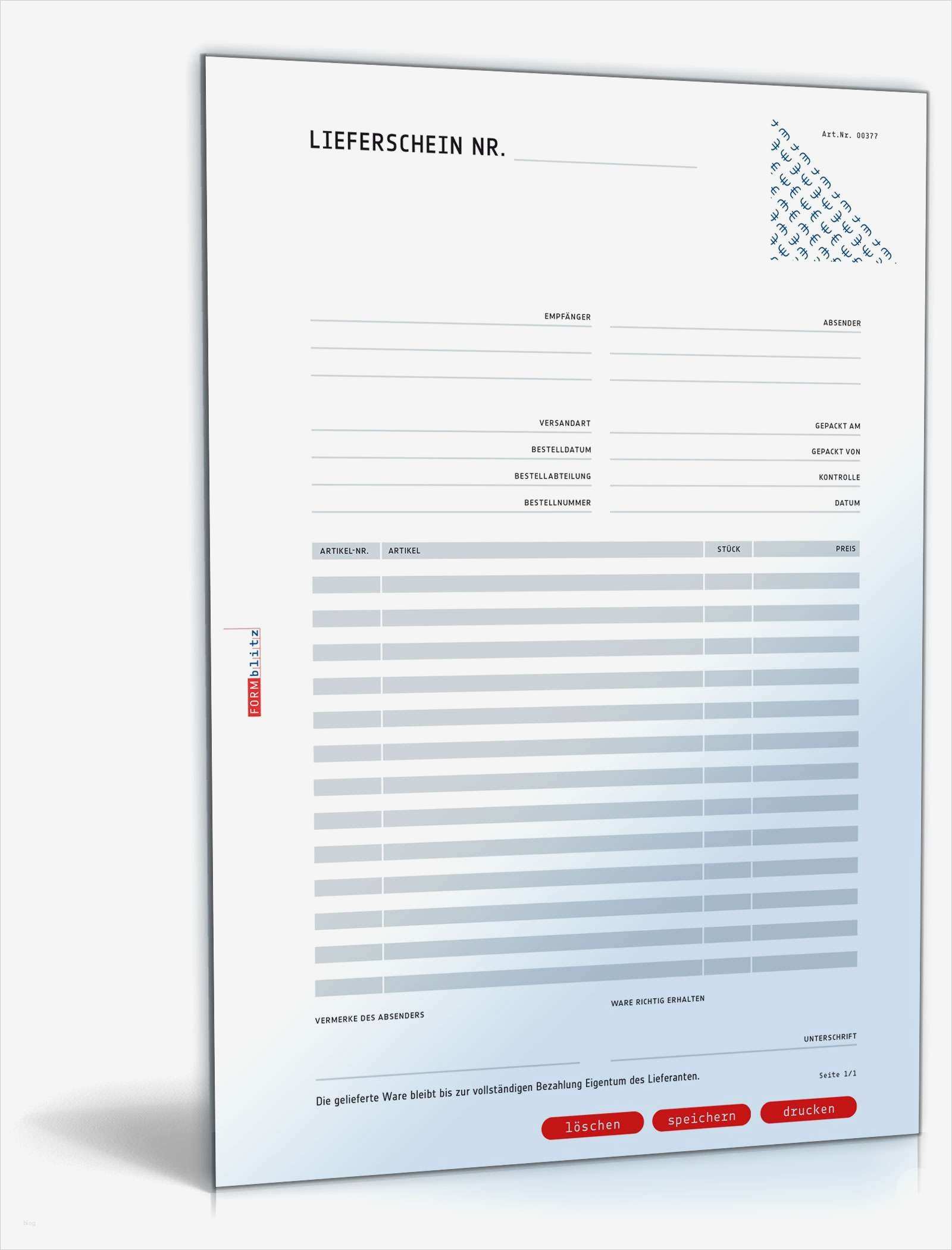 Lieferschein Vorlage Fabelhaft Lieferschein Muster Vorlage Zum Download