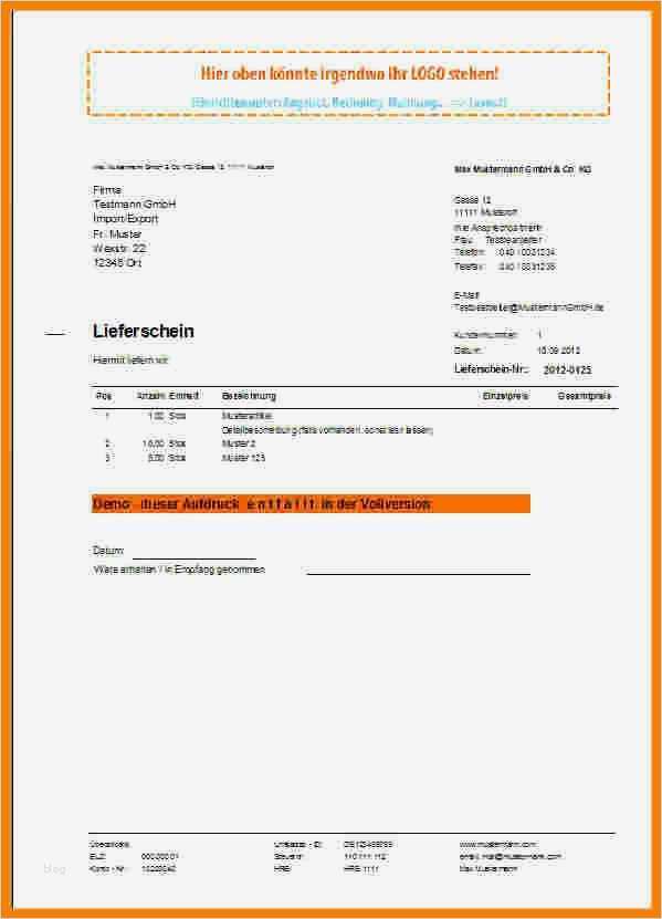 Lieferschein Vorlage Kostenlos Schönste 6 Lieferschein Muster