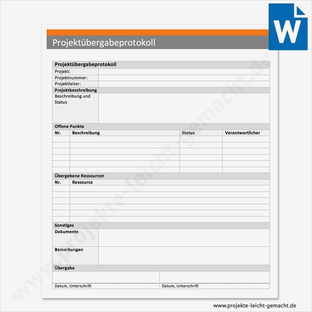 Lieferschein Vorlage Zum Ausdrucken Angenehm Vorlage Projektübergabeprotokoll