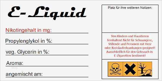 Liquidetiketten vorgedruckt für ihr Liquid Basis