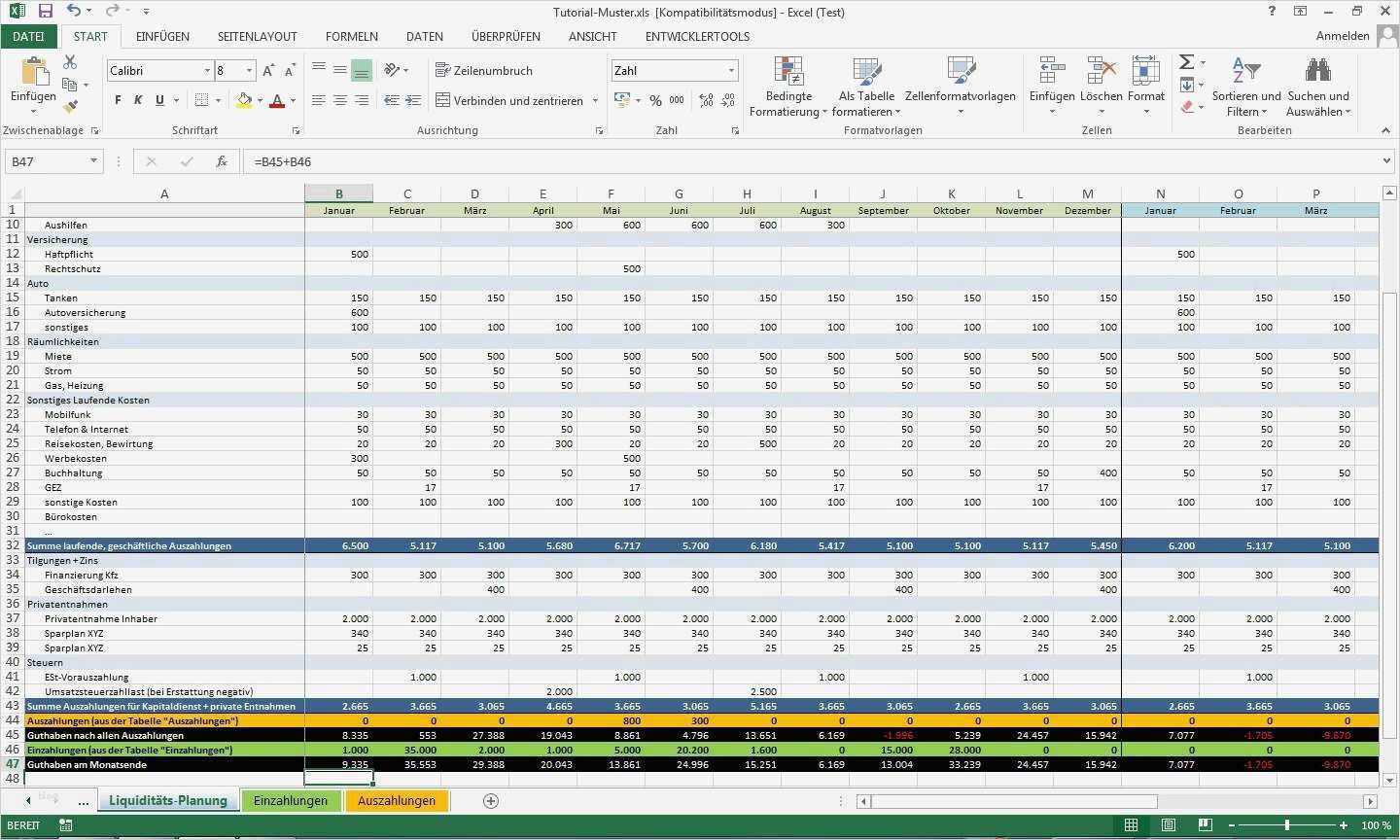 Liquiditätsplanung Excel Vorlage Elegant Tutorial Excel Vorlage Liquiditätsplanung Einführung