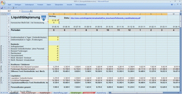 Liquiditätsplanung Vorlage Excel Fabelhaft Excel tool Rer A Rollierende Liquiditätsplanung