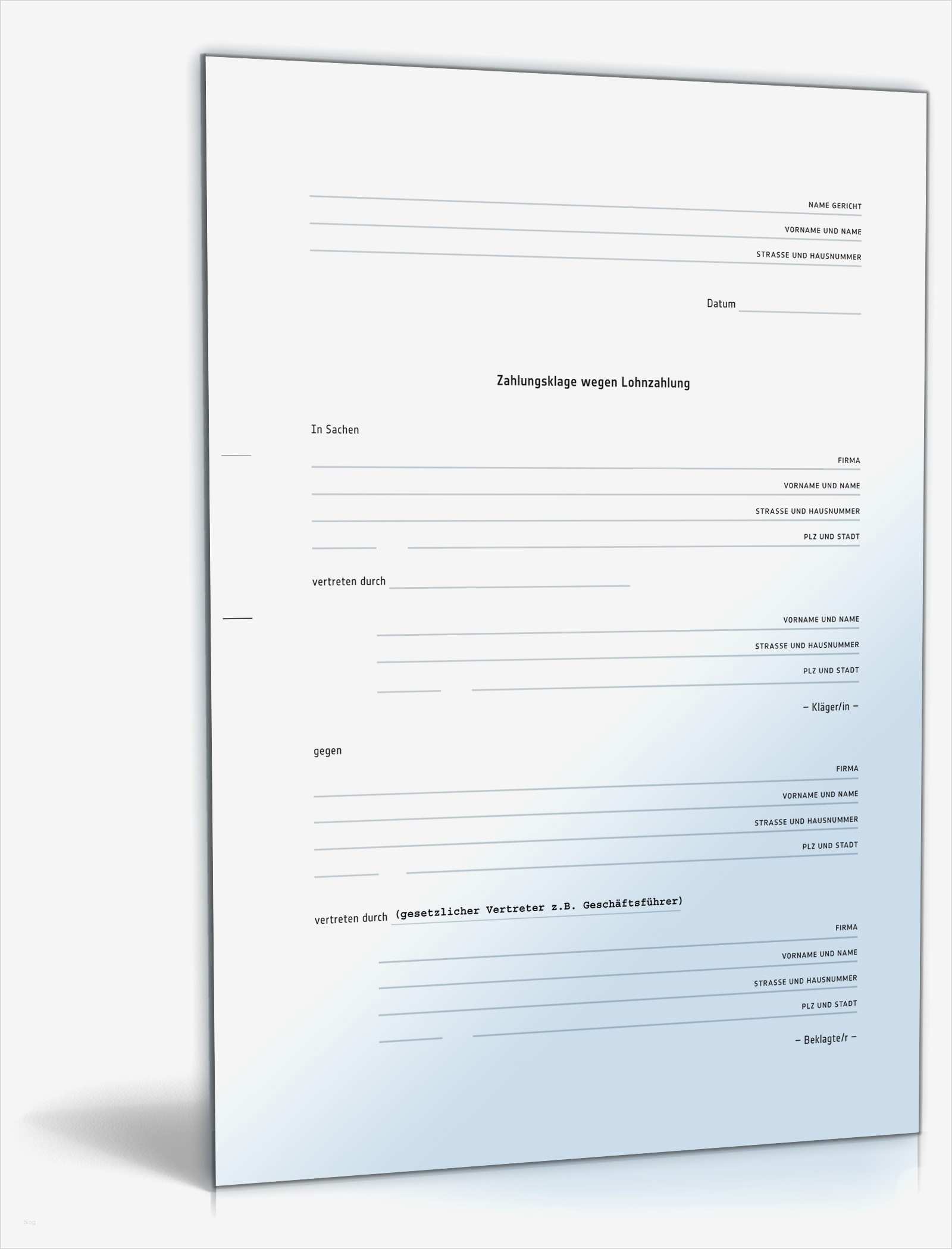 Lohn Mahnung Vorlage Cool Zahlungsklage Auf Lohn