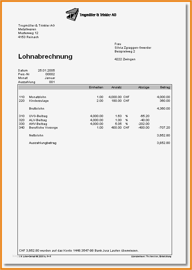 Lohnabrechnung Vorlage Luxus 9 Lohnabrechnungen Muster