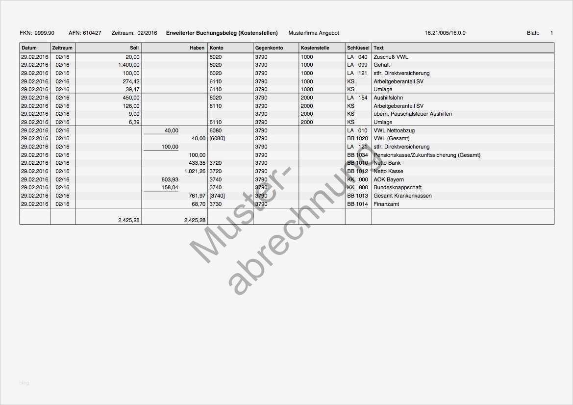 Lohnkonto Vorlage Cool Abslohn Musterausdrucke