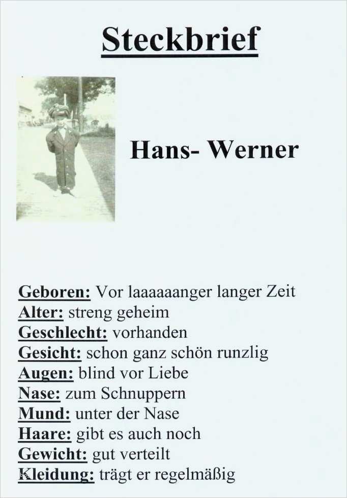 Lustiger Steckbrief Vorlage Erstaunlich Zurück