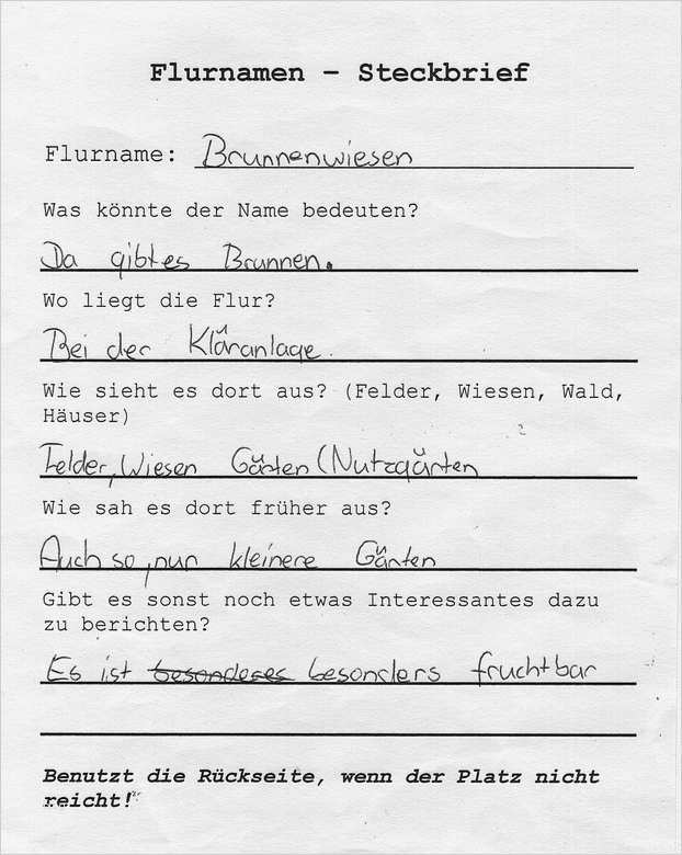 Lustiger Steckbrief Vorlage Hübsch Flurnamenprojekt In Hessigheim