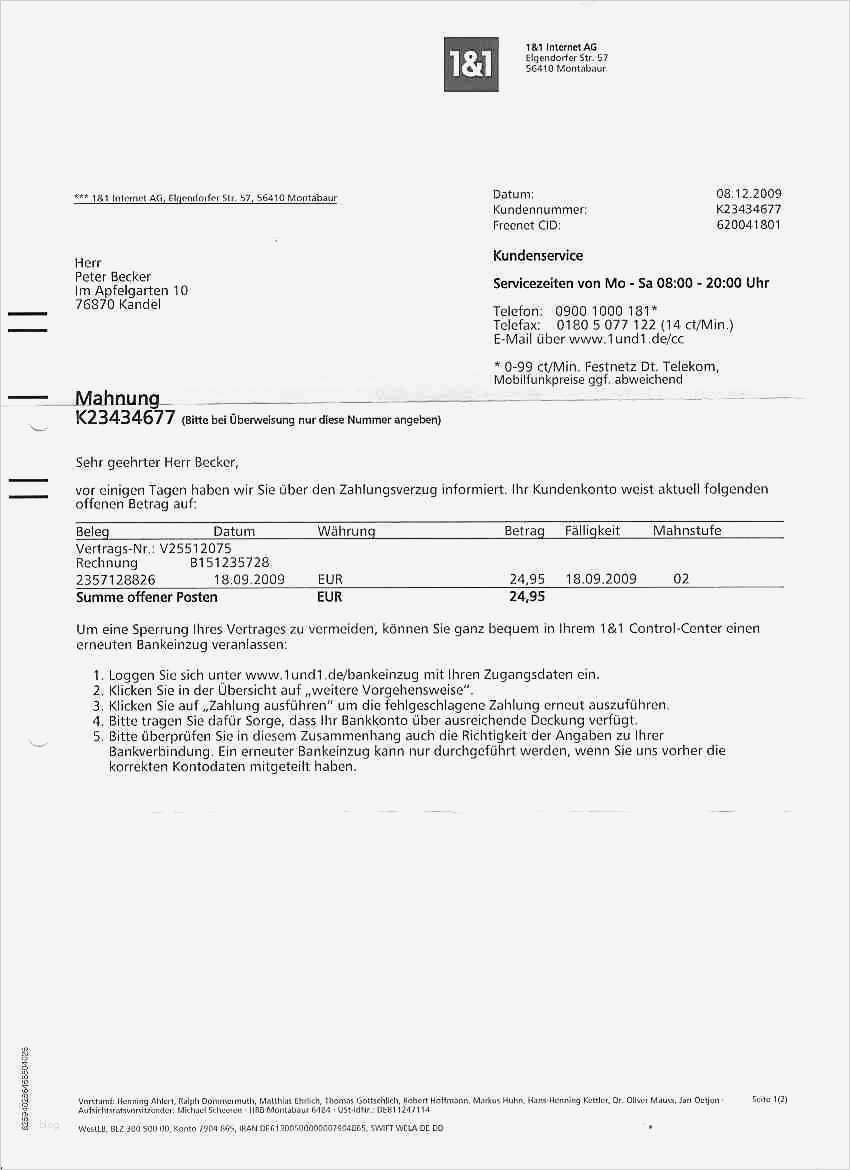 Mahnung Mit Verzugszinsen Vorlage Wunderbar Freenet 1&1