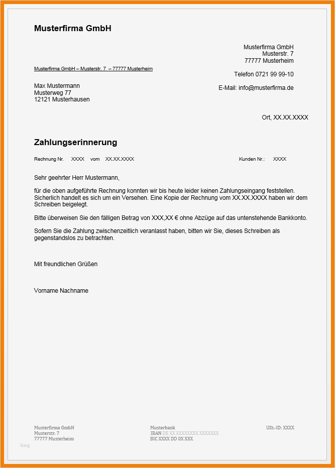 Mahnung Vorlage Fabelhaft 12 Mahnung Vorlage