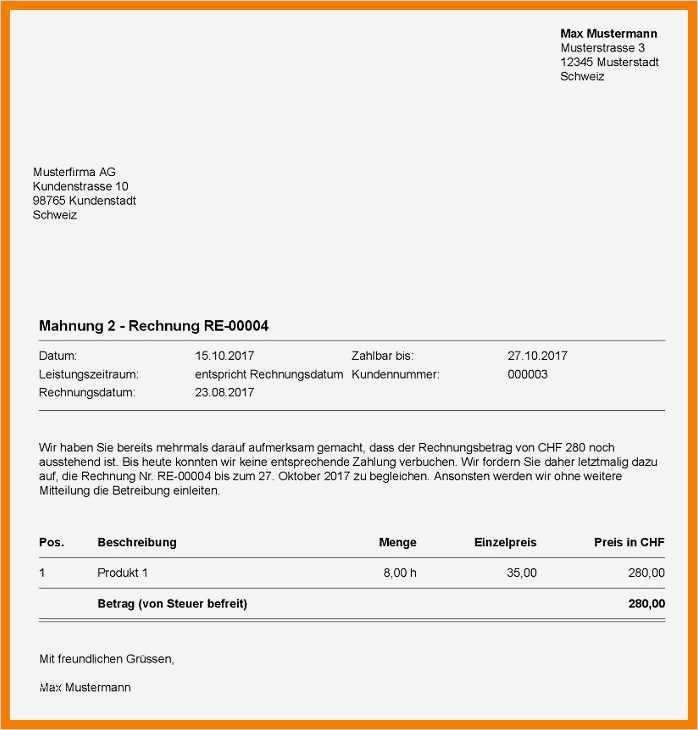 Mahnung Vorlage Miete Elegant 11 Muster Letzte Mahnung